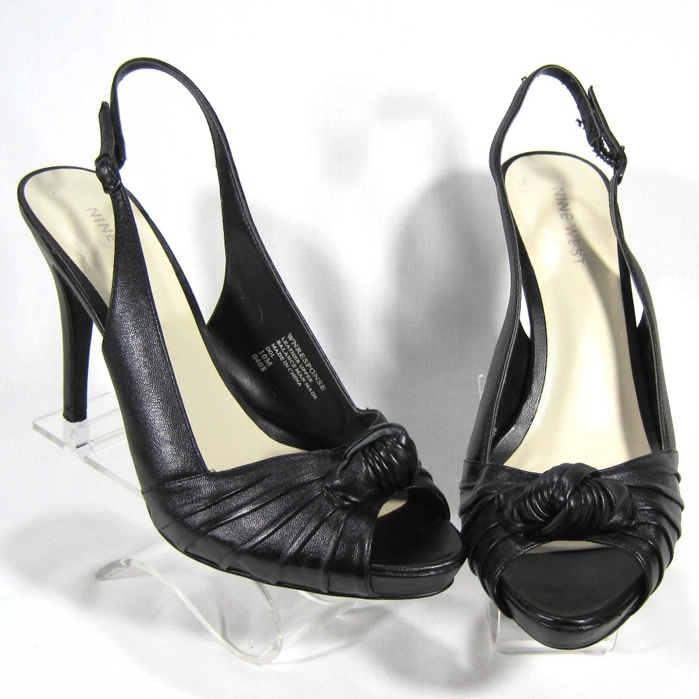 Nine West Black Leather "RESPONSE" Heels Size: 10M